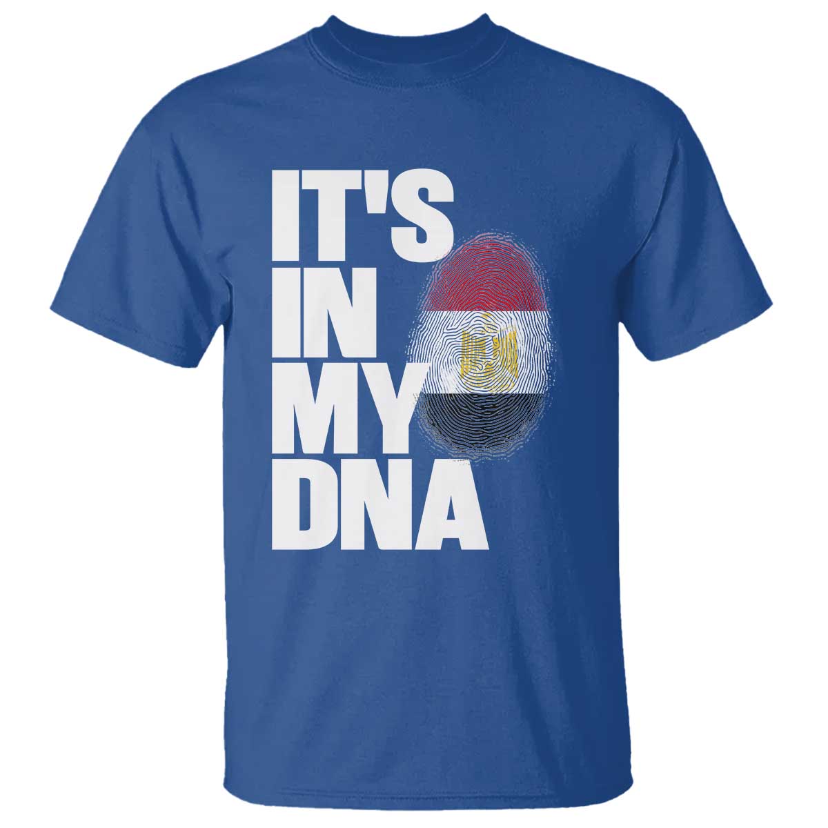 Egypt It's In My DNA Flag Fingerprint Graphic T Shirt Egyptian Heritage Pride Roots TS02 Royal Blue Print Your Wear