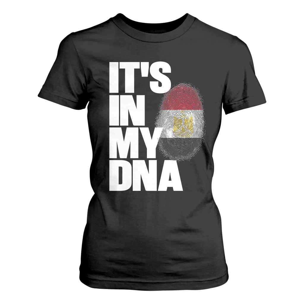 Egypt It's In My DNA Flag Fingerprint Graphic T Shirt For Women Egyptian Heritage Pride Roots TS02 Black Print Your Wear