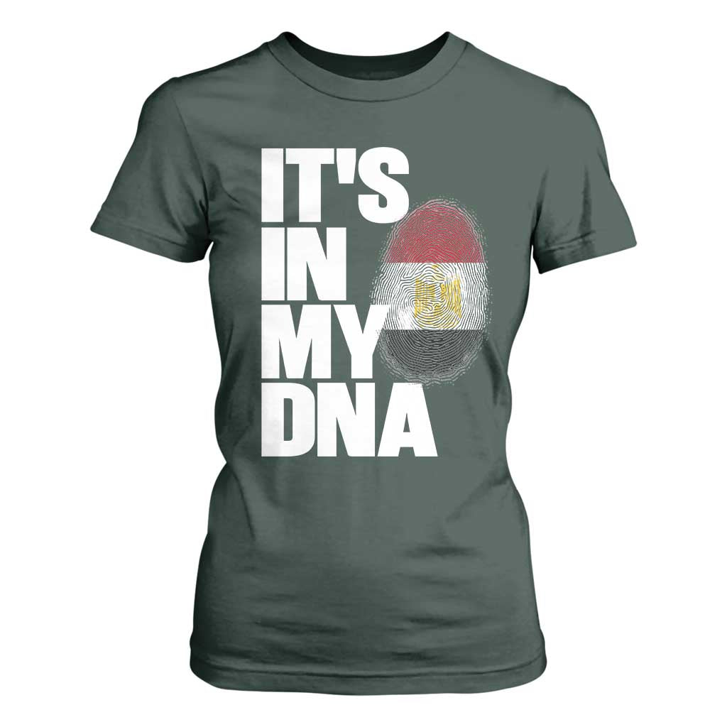 Egypt It's In My DNA Flag Fingerprint Graphic T Shirt For Women Egyptian Heritage Pride Roots TS02 Dark Forest Green Print Your Wear