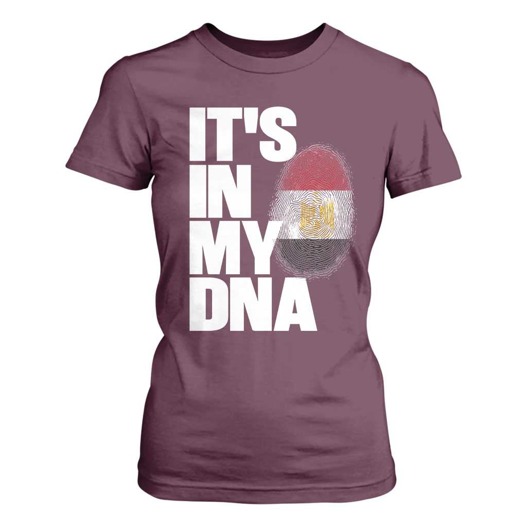 Egypt It's In My DNA Flag Fingerprint Graphic T Shirt For Women Egyptian Heritage Pride Roots TS02 Maroon Print Your Wear