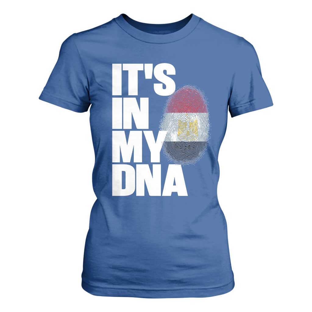 Egypt It's In My DNA Flag Fingerprint Graphic T Shirt For Women Egyptian Heritage Pride Roots TS02 Royal Blue Print Your Wear