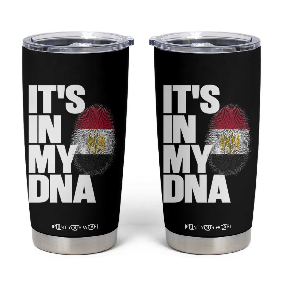 Egypt It's In My DNA Flag Fingerprint Graphic Tumbler Cup Egyptian Heritage Pride Roots TS02 Black Print Your Wear