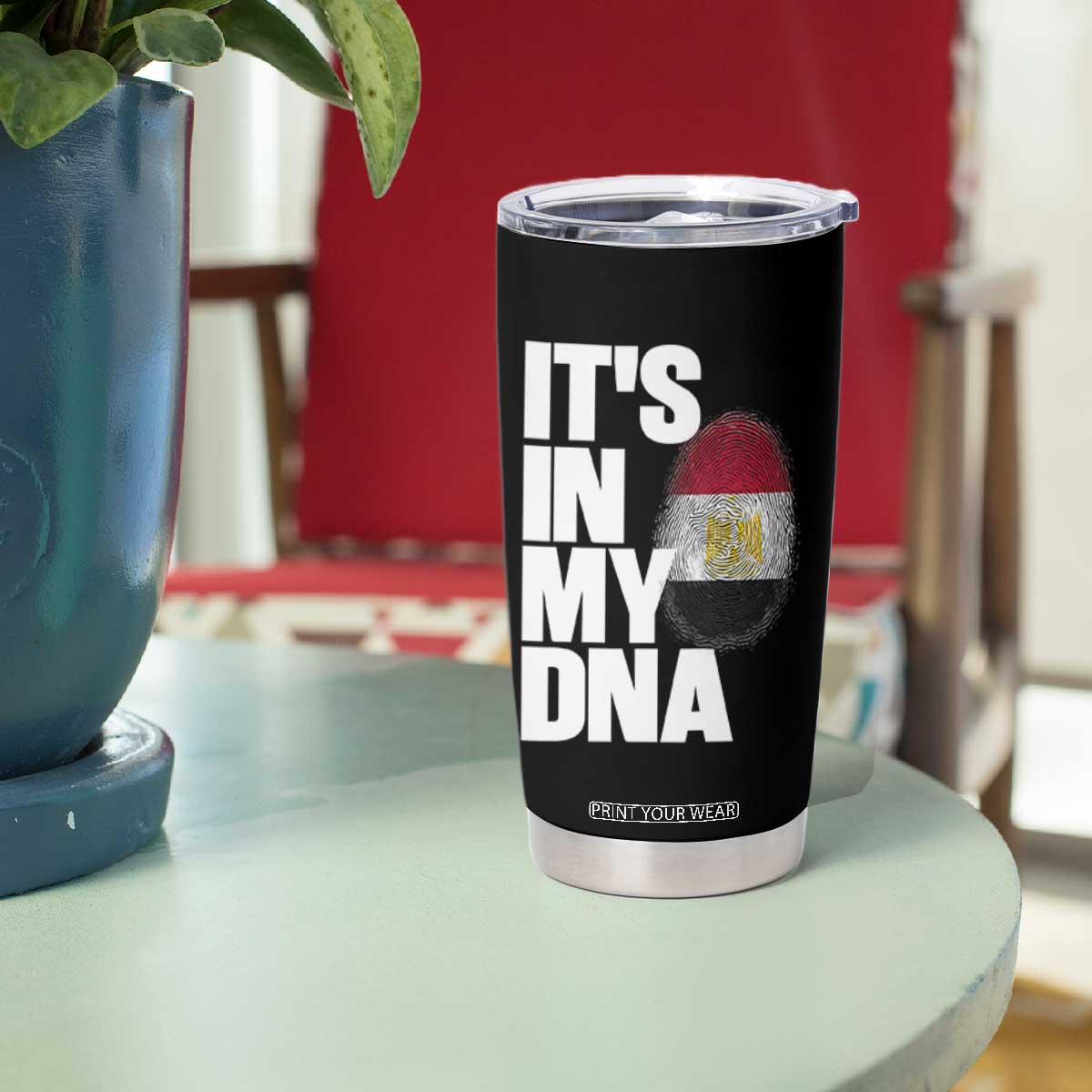 Egypt It's In My DNA Flag Fingerprint Graphic Tumbler Cup Egyptian Heritage Pride Roots TS02 Print Your Wear