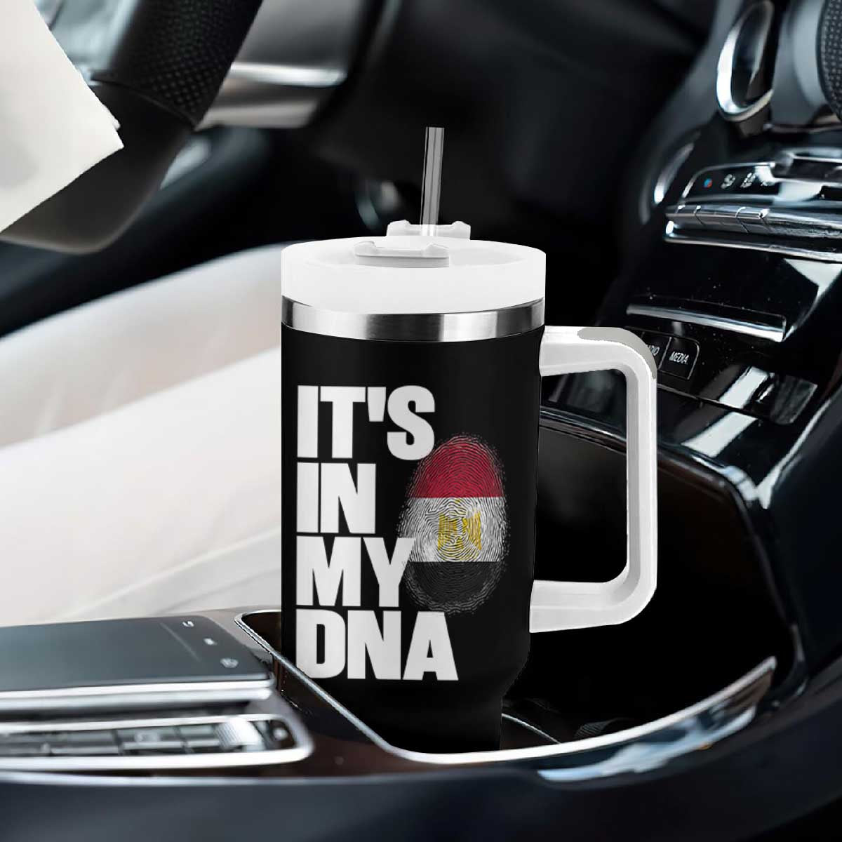 Egypt It's In My DNA Flag Fingerprint Graphic Tumbler With Handle Egyptian Heritage Pride Roots TS02 Print Your Wear