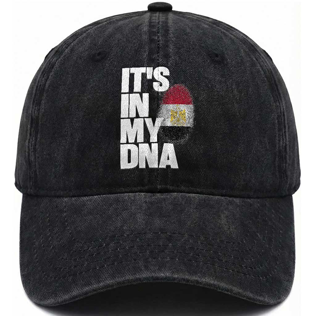 Egypt It's In My DNA Flag Fingerprint Graphic Washed Cotton Baseball Cap Egyptian Heritage Pride Roots TS02 Print Your Wear
