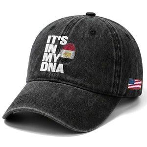 Egypt It's In My DNA Flag Fingerprint Graphic Washed Cotton Baseball Cap Egyptian Heritage Pride Roots TS02 Print Your Wear