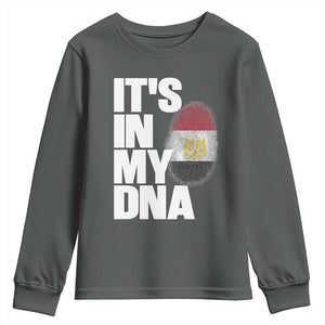 Egypt It's In My DNA Flag Fingerprint Graphic Youth Sweatshirt Egyptian Heritage Pride Roots TS02 Dark Heather Print Your Wear