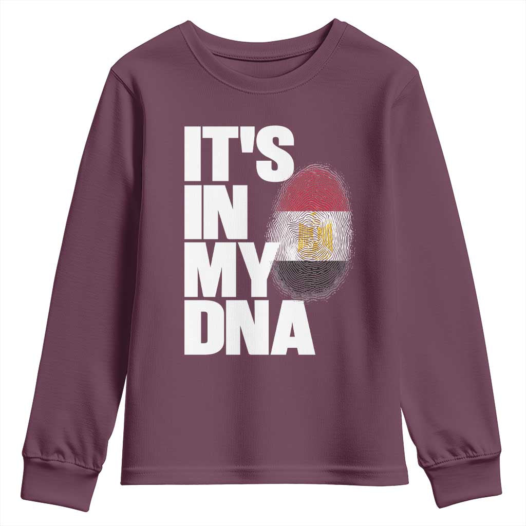 Egypt It's In My DNA Flag Fingerprint Graphic Youth Sweatshirt Egyptian Heritage Pride Roots TS02 Maroon Print Your Wear