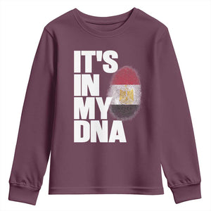 Egypt It's In My DNA Flag Fingerprint Graphic Youth Sweatshirt Egyptian Heritage Pride Roots TS02 Maroon Print Your Wear