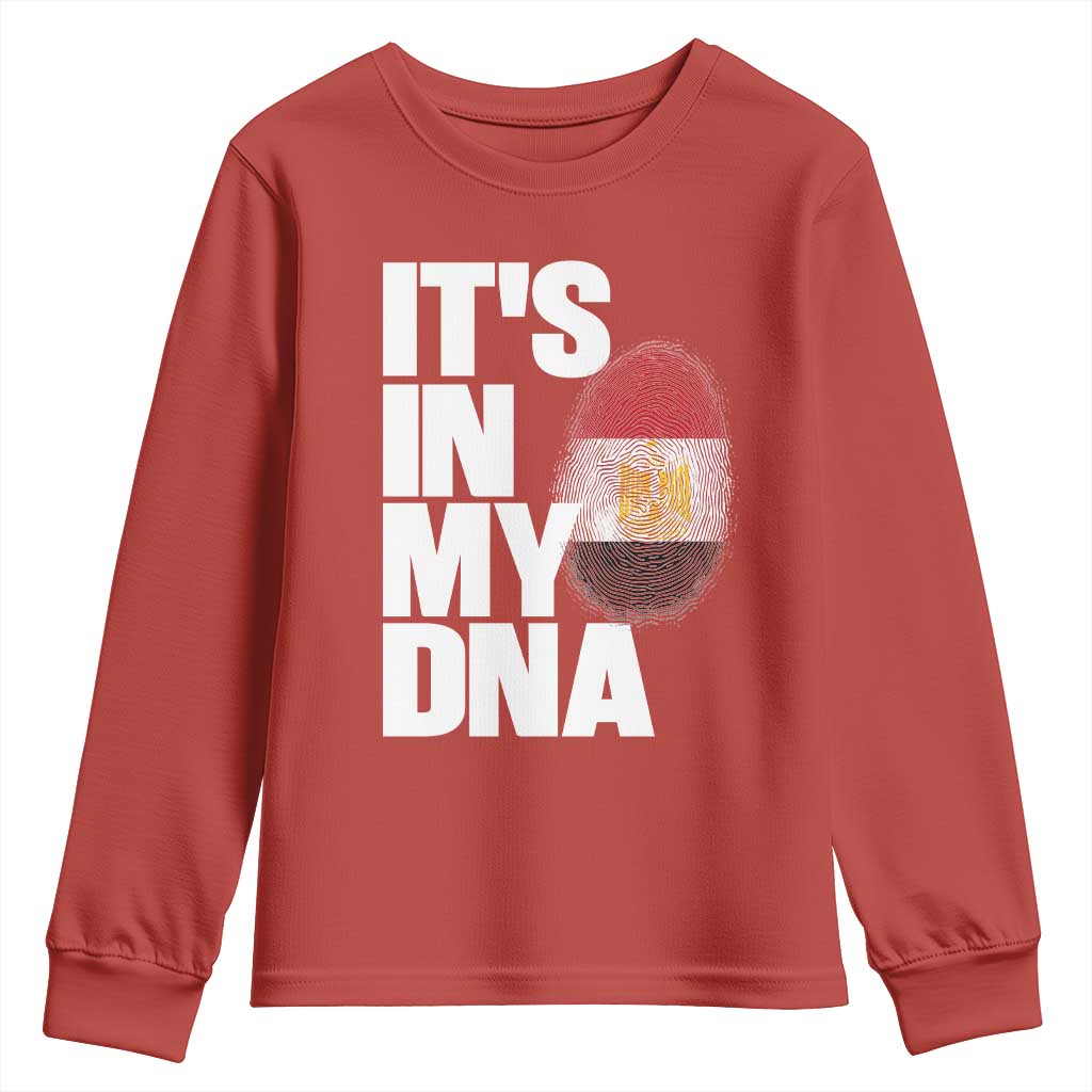 Egypt It's In My DNA Flag Fingerprint Graphic Youth Sweatshirt Egyptian Heritage Pride Roots TS02 Red Print Your Wear