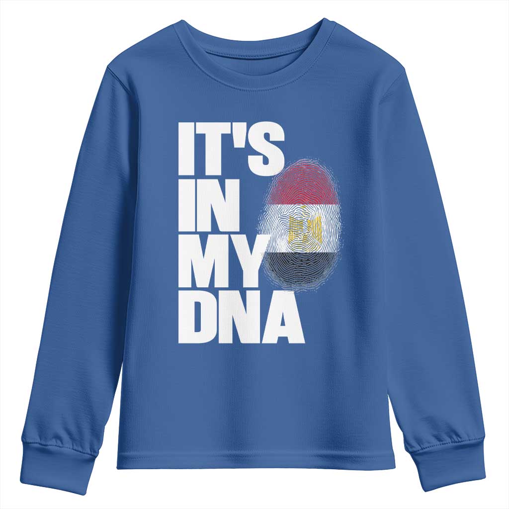 Egypt It's In My DNA Flag Fingerprint Graphic Youth Sweatshirt Egyptian Heritage Pride Roots TS02 Royal Blue Print Your Wear