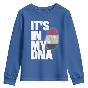 Egypt It's In My DNA Flag Fingerprint Graphic Youth Sweatshirt Egyptian Heritage Pride Roots TS02 Royal Blue Print Your Wear