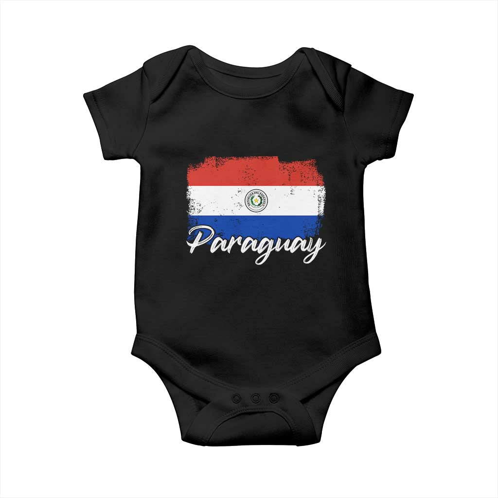 Vintage Paraguay Flag Paraguaya Heritage Pride Roots Baby Onesie TS02 Black Print Your Wear