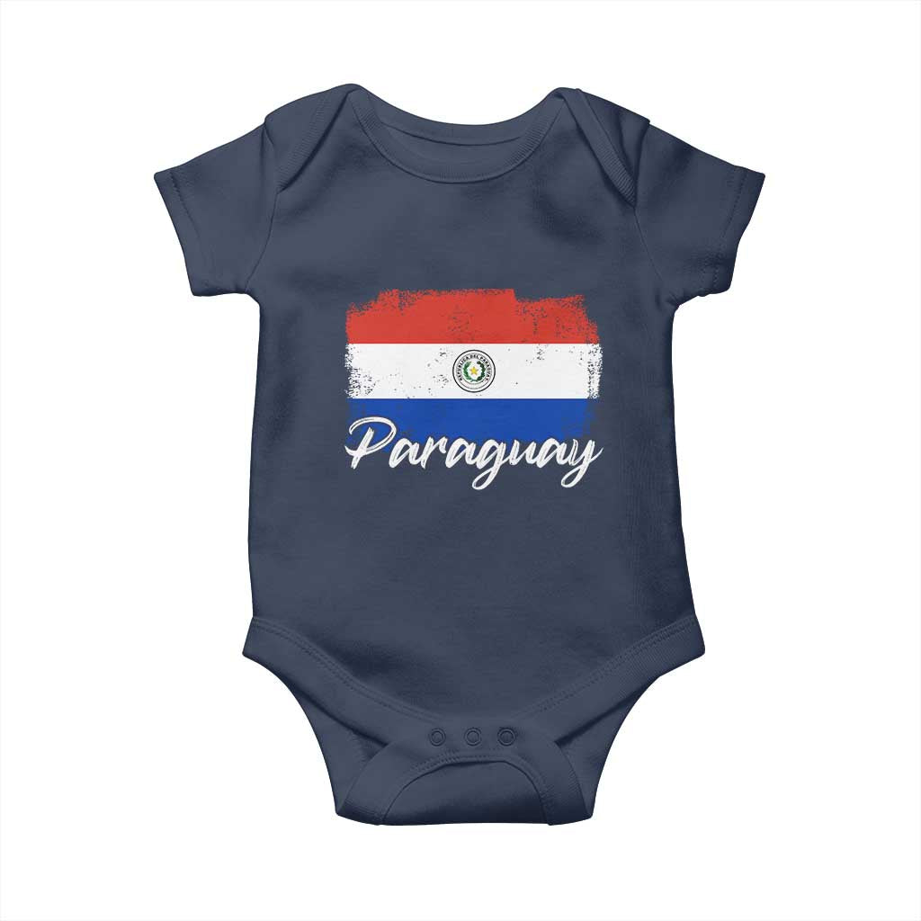 Vintage Paraguay Flag Paraguaya Heritage Pride Roots Baby Onesie TS02 Navy Print Your Wear