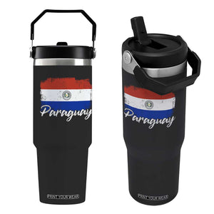 Vintage Paraguay Flag Paraguaya Heritage Pride Roots Flip Straw Tumbler TS02 One Size: 30 oz Black Print Your Wear