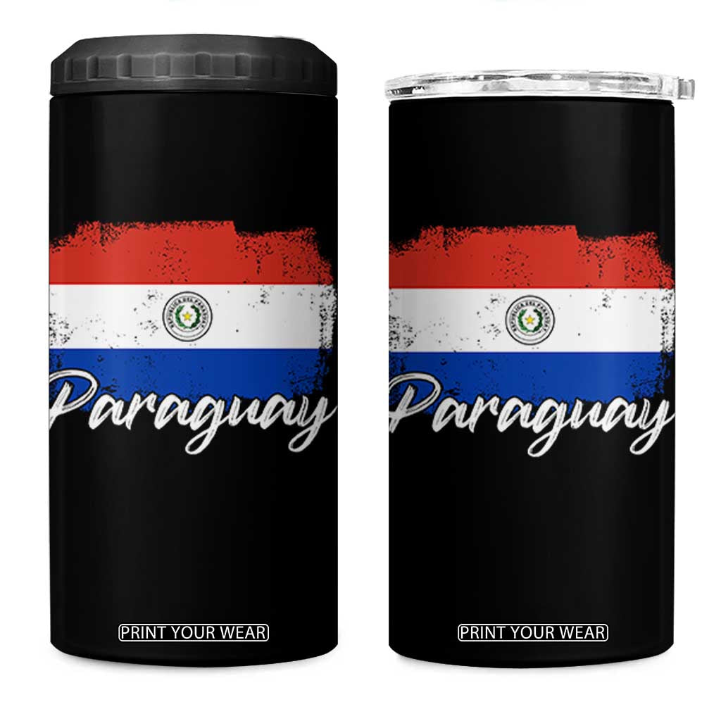Vintage Paraguay Flag Paraguaya Heritage Pride Roots 4 in 1 Can Cooler Tumbler TS02 One Size: 16 oz Black Print Your Wear