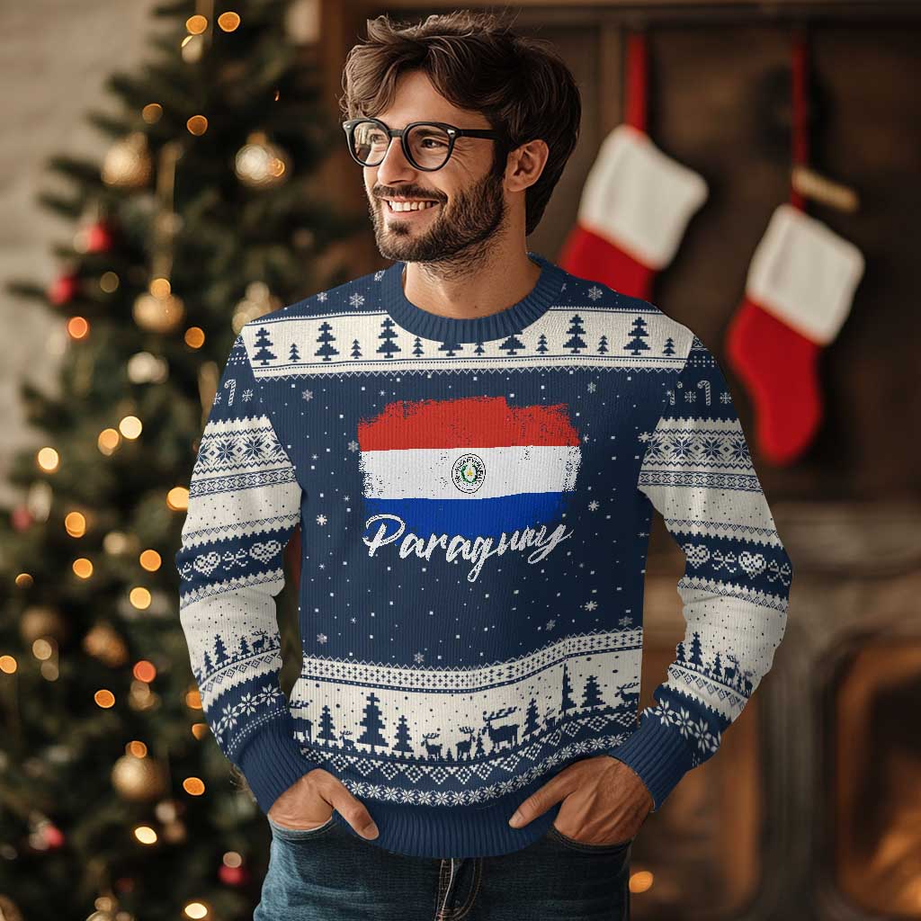 Vintage Paraguay Flag Paraguaya Heritage Pride Roots Ugly Christmas Sweater TS02 Navy Beige Print Your Wear