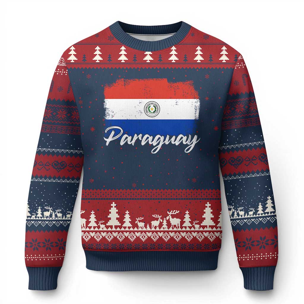 Vintage Paraguay Flag Paraguaya Heritage Pride Roots Ugly Christmas Sweater TS02 Navy Red Print Your Wear