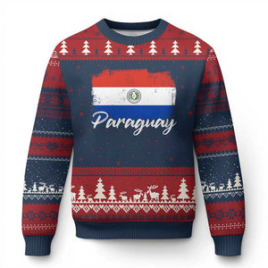 Vintage Paraguay Flag Paraguaya Heritage Pride Roots Ugly Christmas Sweater TS02 Navy Red Print Your Wear