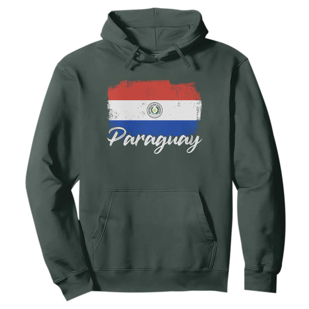 Vintage Paraguay Flag Paraguaya Heritage Pride Roots Hoodie TS02 Dark Forest Green Print Your Wear