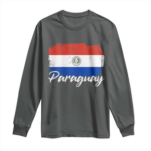 Vintage Paraguay Flag Paraguaya Heritage Pride Roots Long Sleeve Shirt TS02 Dark Heather Print Your Wear