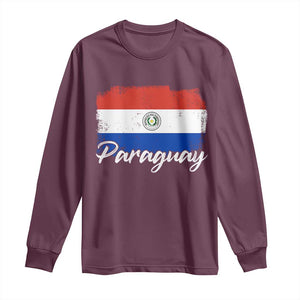 Vintage Paraguay Flag Paraguaya Heritage Pride Roots Long Sleeve Shirt TS02 Maroon Print Your Wear