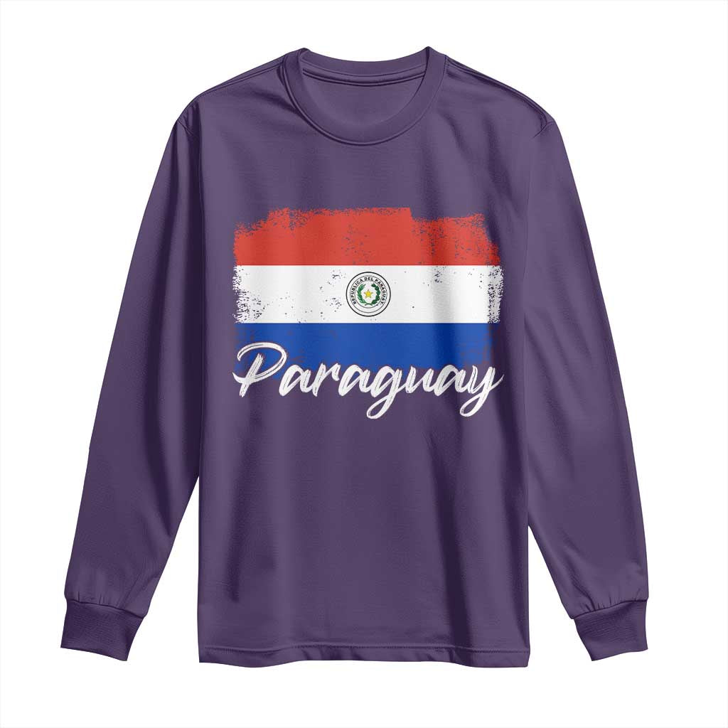Vintage Paraguay Flag Paraguaya Heritage Pride Roots Long Sleeve Shirt TS02 Purple Print Your Wear