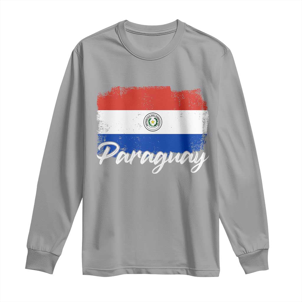 Vintage Paraguay Flag Paraguaya Heritage Pride Roots Long Sleeve Shirt TS02 Sport Gray Print Your Wear