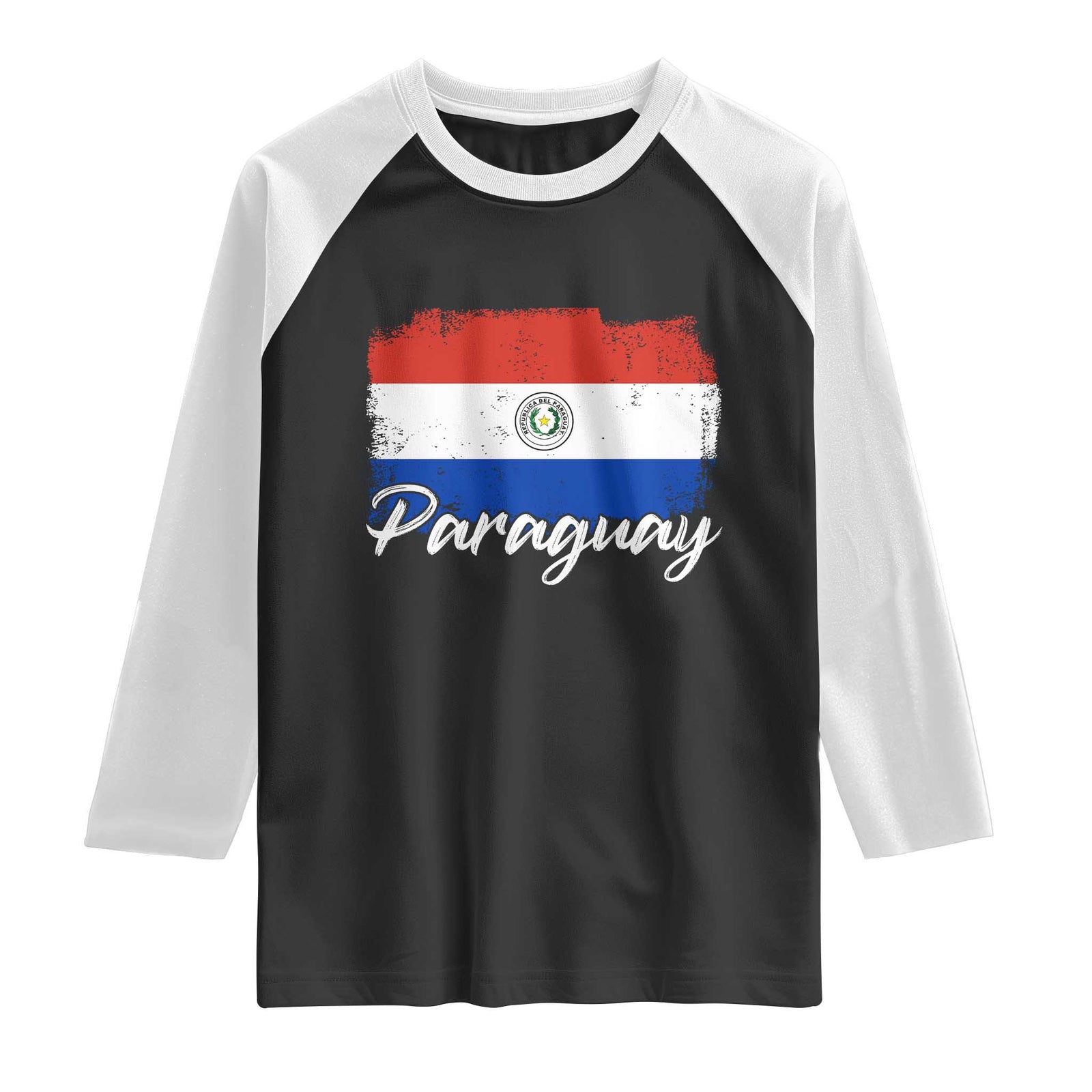 Vintage Paraguay Flag Paraguaya Heritage Pride Roots Raglan Shirt TS02 Black White Print Your Wear
