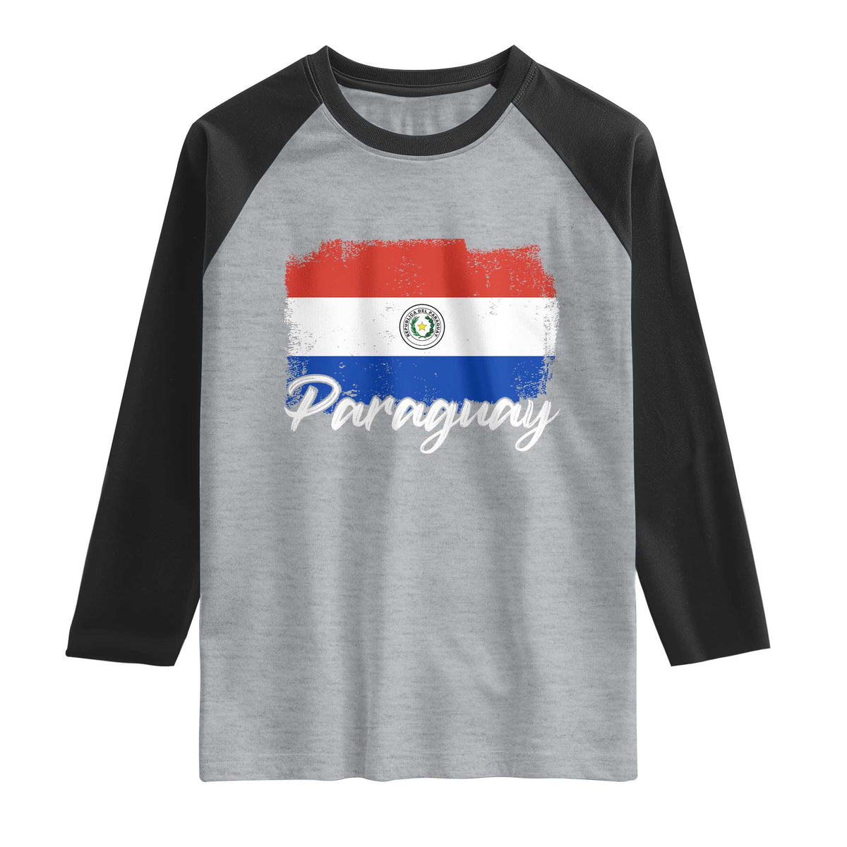 Vintage Paraguay Flag Paraguaya Heritage Pride Roots Raglan Shirt TS02 Heather Gray Black Print Your Wear