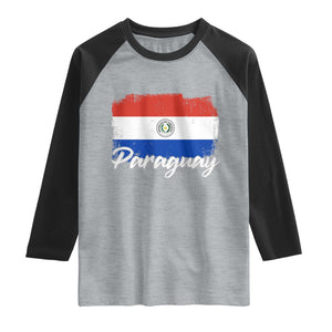 Vintage Paraguay Flag Paraguaya Heritage Pride Roots Raglan Shirt TS02 Heather Gray Black Print Your Wear