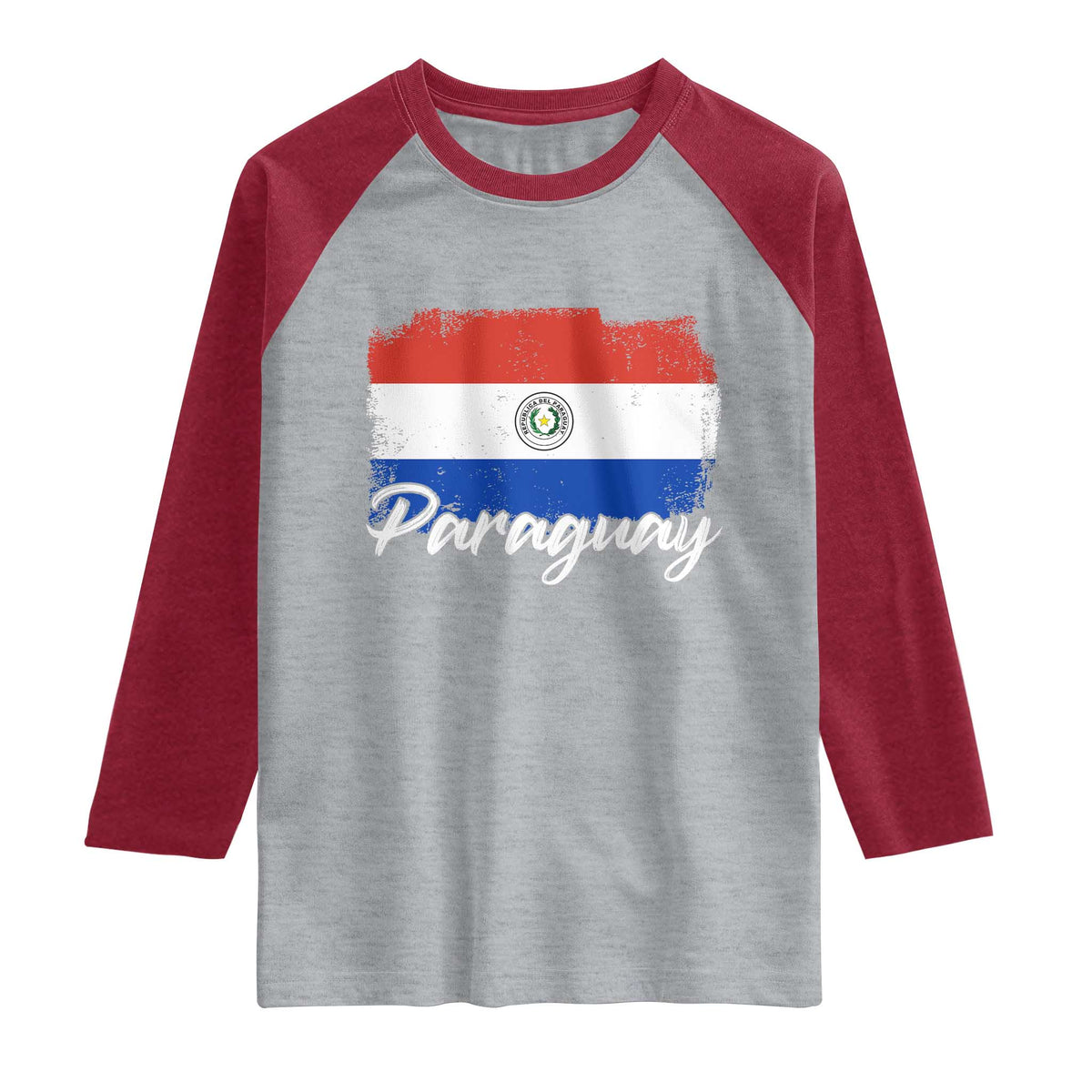 Vintage Paraguay Flag Paraguaya Heritage Pride Roots Raglan Shirt TS02 Heather Gray Heather Red Print Your Wear