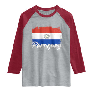 Vintage Paraguay Flag Paraguaya Heritage Pride Roots Raglan Shirt TS02 Heather Gray Heather Red Print Your Wear