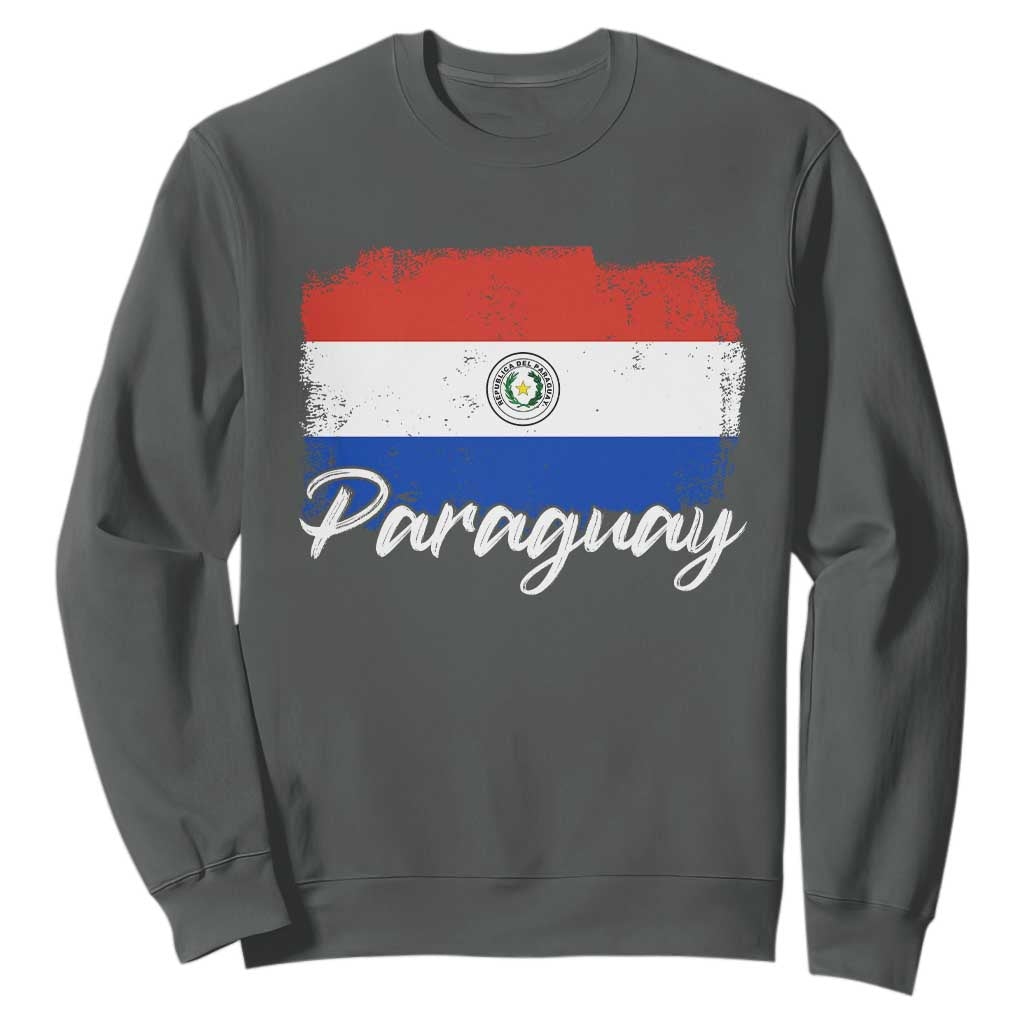 Vintage Paraguay Flag Paraguaya Heritage Pride Roots Sweatshirt TS02 S Dark Heather Print Your Wear