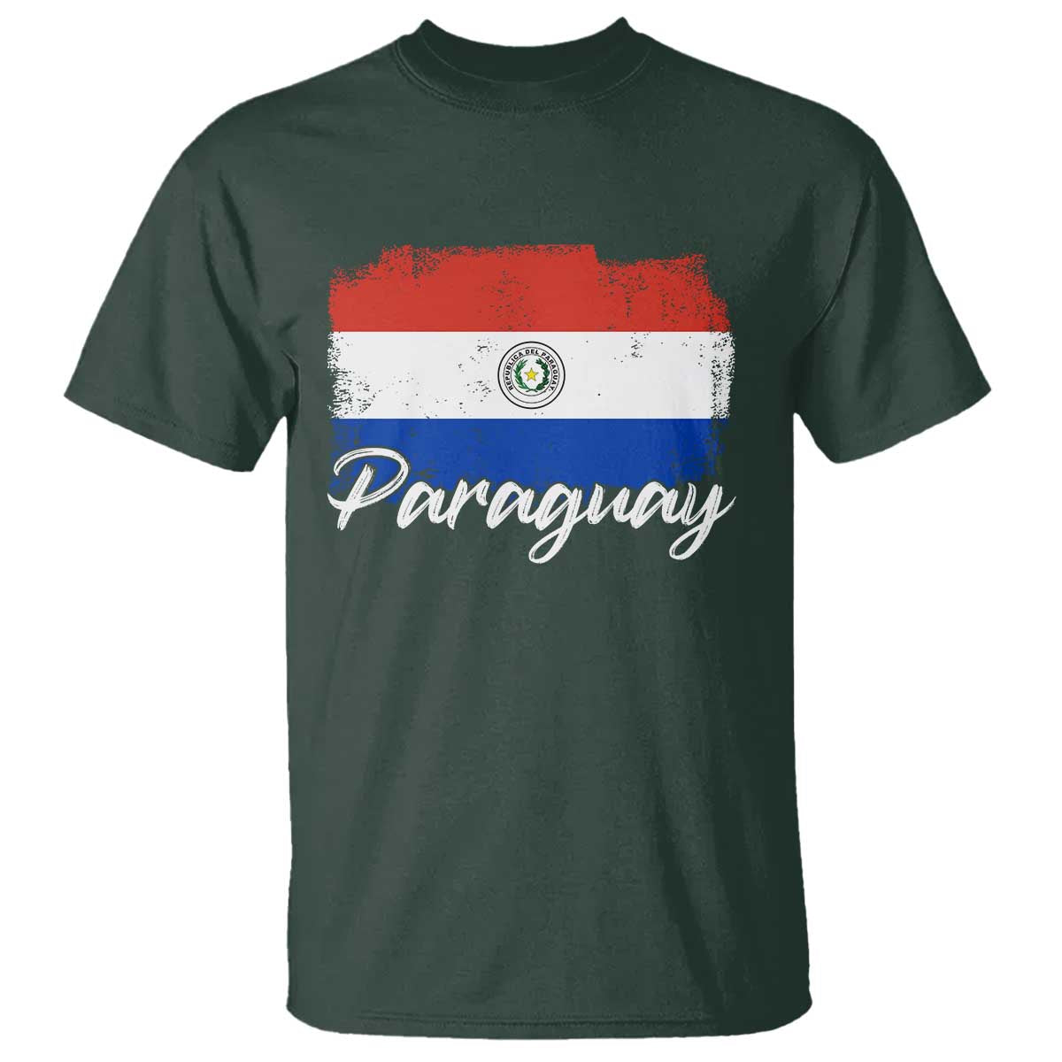Vintage Paraguay Flag Paraguaya Heritage Pride Roots T Shirt TS02 Dark Forest Green Print Your Wear