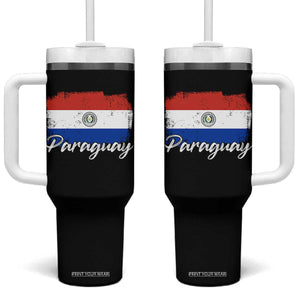 Vintage Paraguay Flag Paraguaya Heritage Pride Roots Tumbler With Handle TS02 One Size: 40 oz Black Print Your Wear