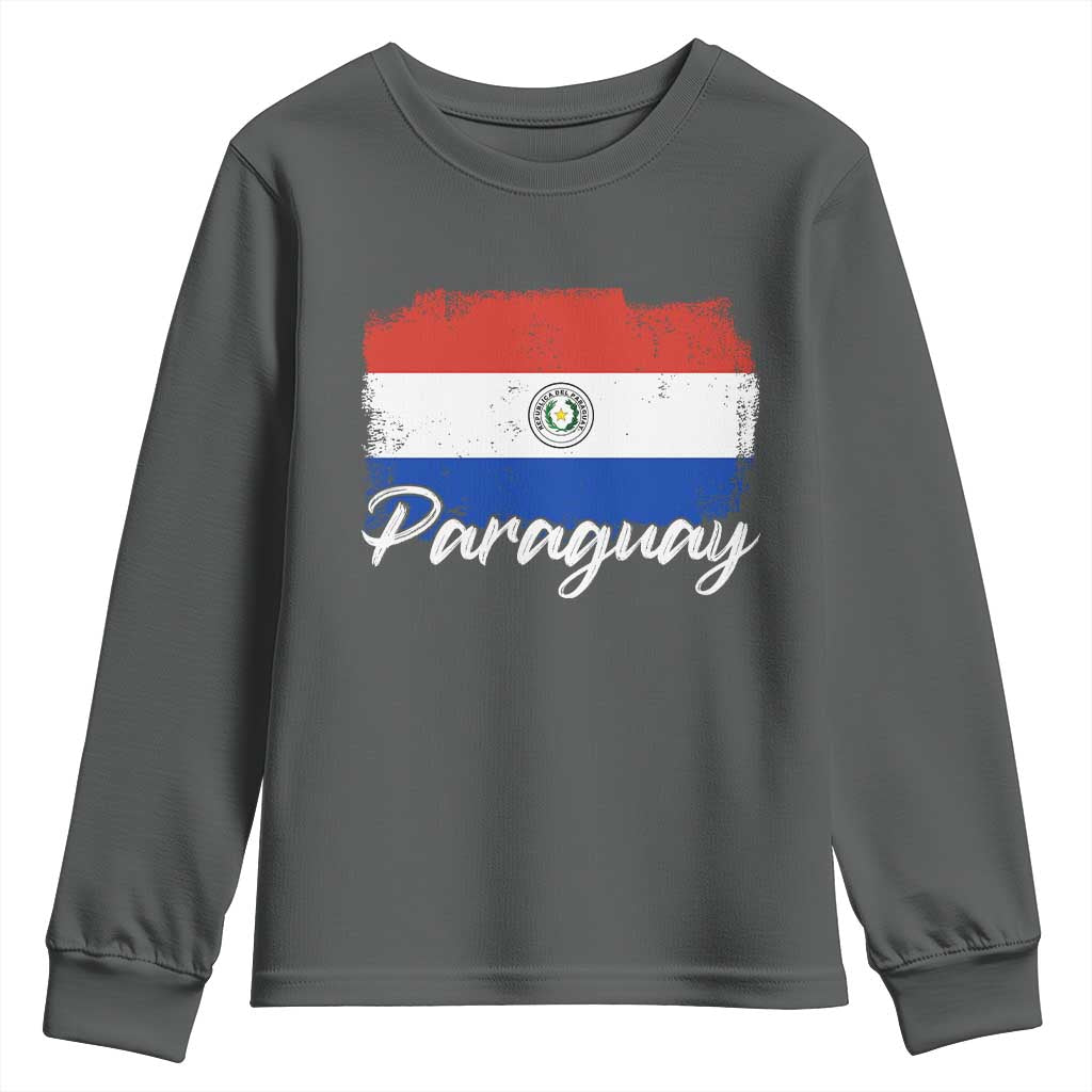 Vintage Paraguay Flag Paraguaya Heritage Pride Roots Youth Sweatshirt TS02 Dark Heather Print Your Wear
