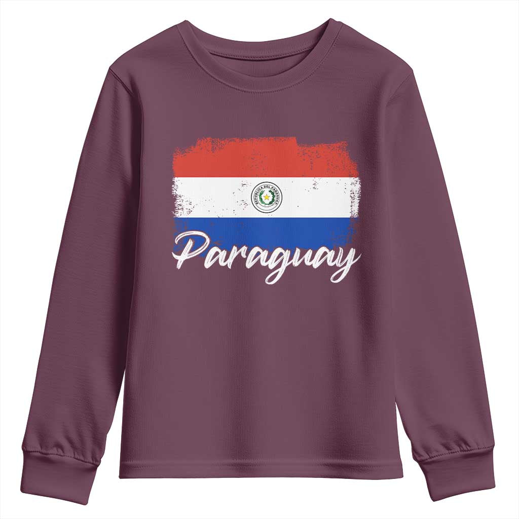 Vintage Paraguay Flag Paraguaya Heritage Pride Roots Youth Sweatshirt TS02 Maroon Print Your Wear