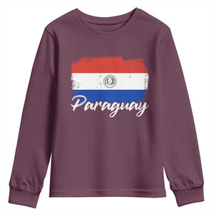Vintage Paraguay Flag Paraguaya Heritage Pride Roots Youth Sweatshirt TS02 Maroon Print Your Wear