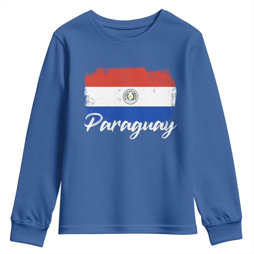 Vintage Paraguay Flag Paraguaya Heritage Pride Roots Youth Sweatshirt TS02 Royal Blue Print Your Wear