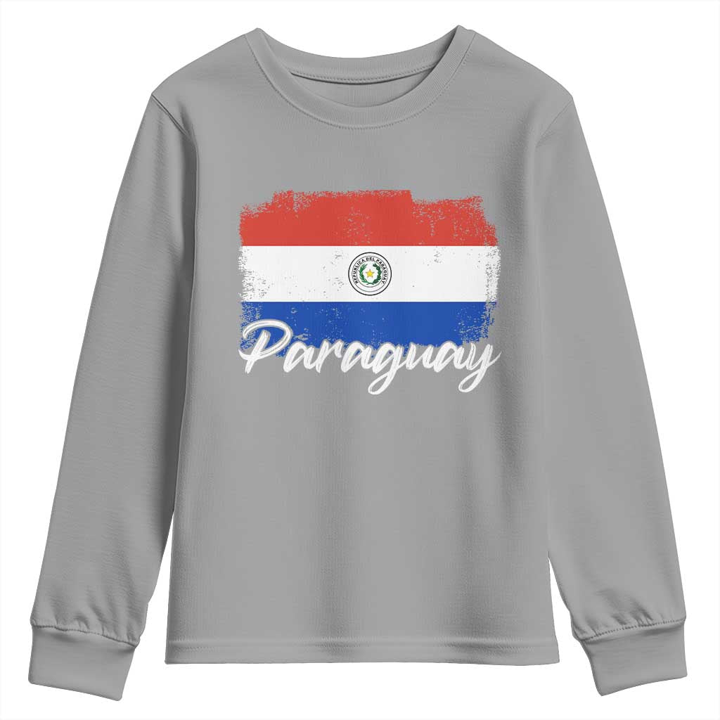 Vintage Paraguay Flag Paraguaya Heritage Pride Roots Youth Sweatshirt TS02 Sport Gray Print Your Wear