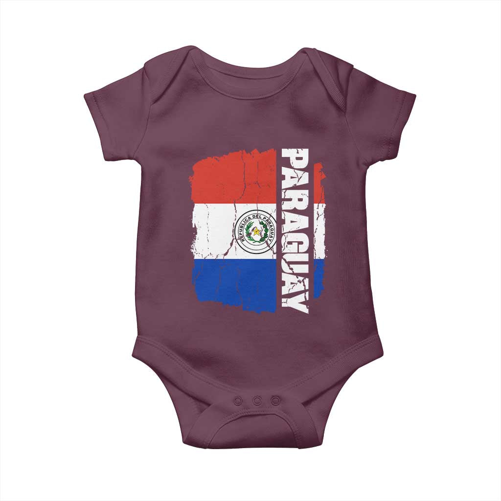 Paraguay Proud Roots Vintage Paraguaya Flag Heritage Pride Baby Onesie TS02 Maroon Print Your Wear