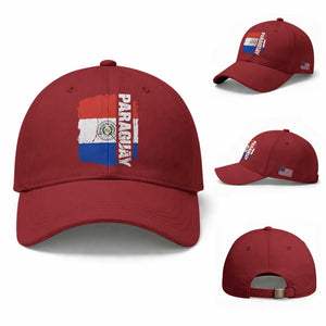 Paraguay Proud Roots Vintage Paraguaya Flag Heritage Pride Baseball Cap TS02 Baseball Cap Universal Fit Cherry Red Print Your Wear