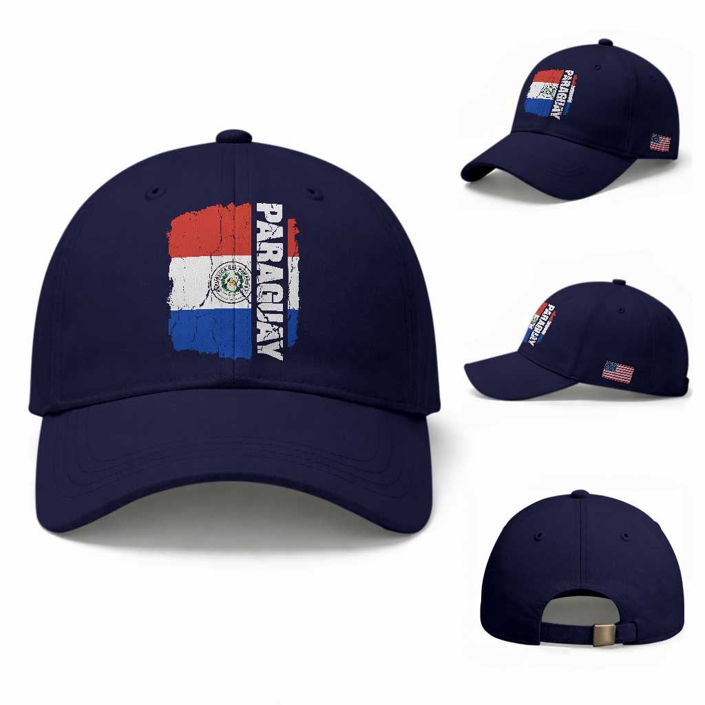 Paraguay Proud Roots Vintage Paraguaya Flag Heritage Pride Baseball Cap TS02 Baseball Cap Universal Fit Dark Blue Print Your Wear