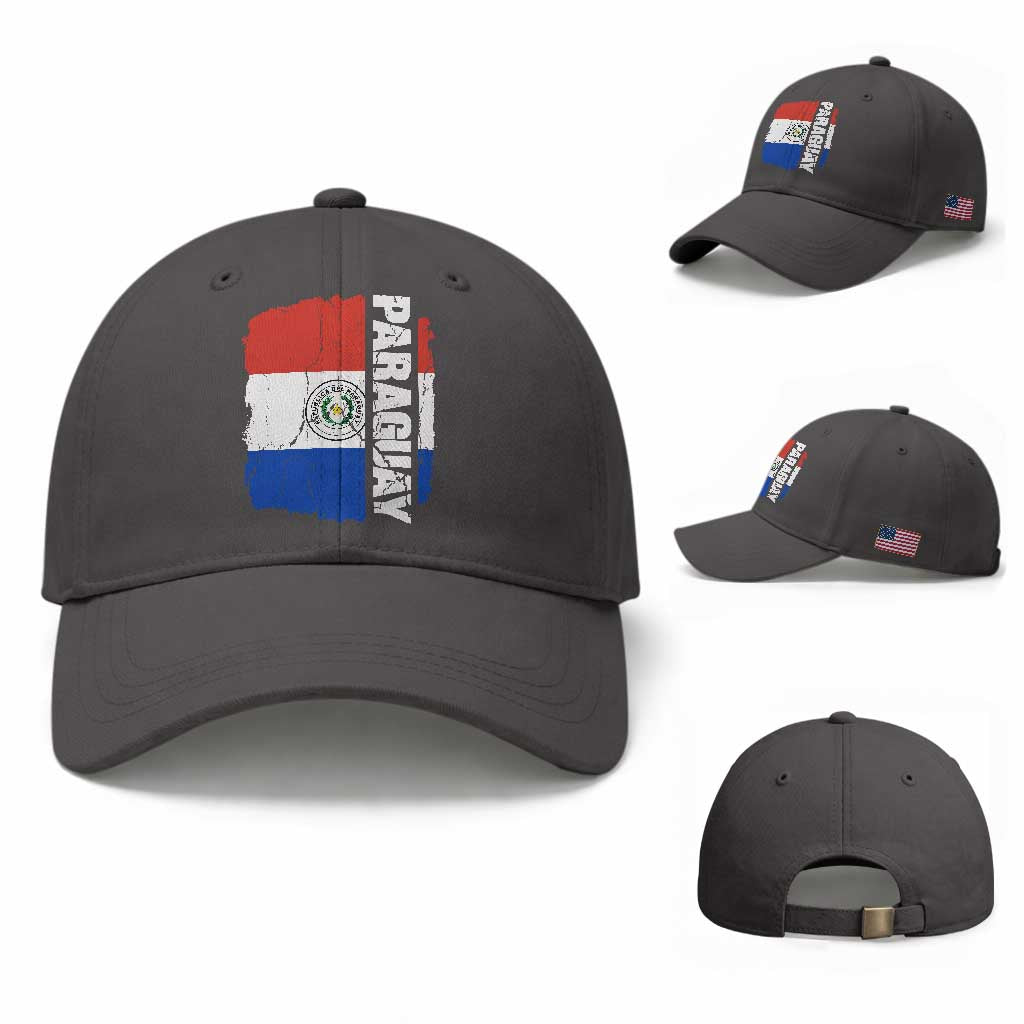 Paraguay Proud Roots Vintage Paraguaya Flag Heritage Pride Baseball Cap TS02 Baseball Cap Universal Fit Dark Gray Print Your Wear