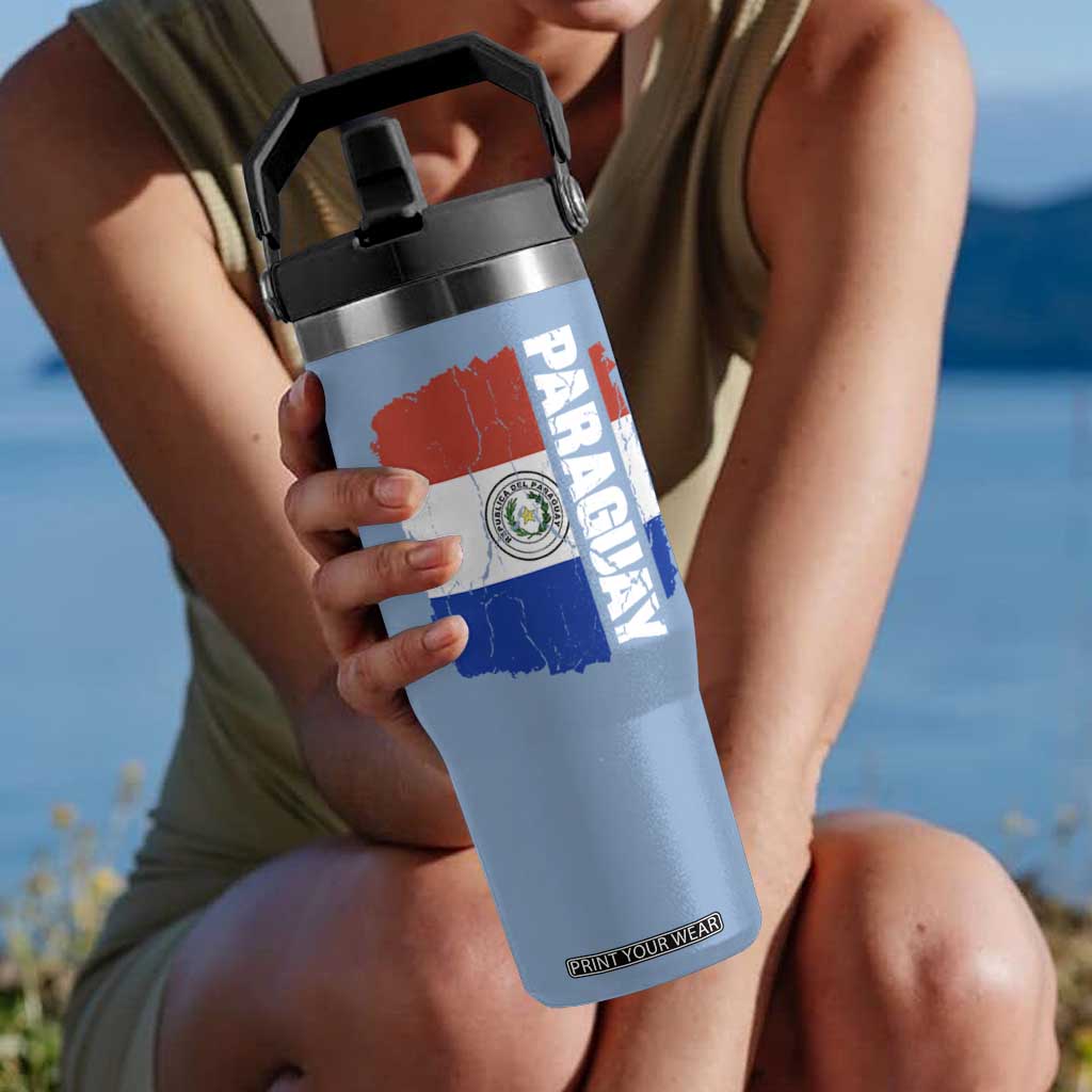Paraguay Proud Roots Vintage Paraguaya Flag Heritage Pride Flip Straw Tumbler TS02 One Size: 30 oz Light Blue Print Your Wear