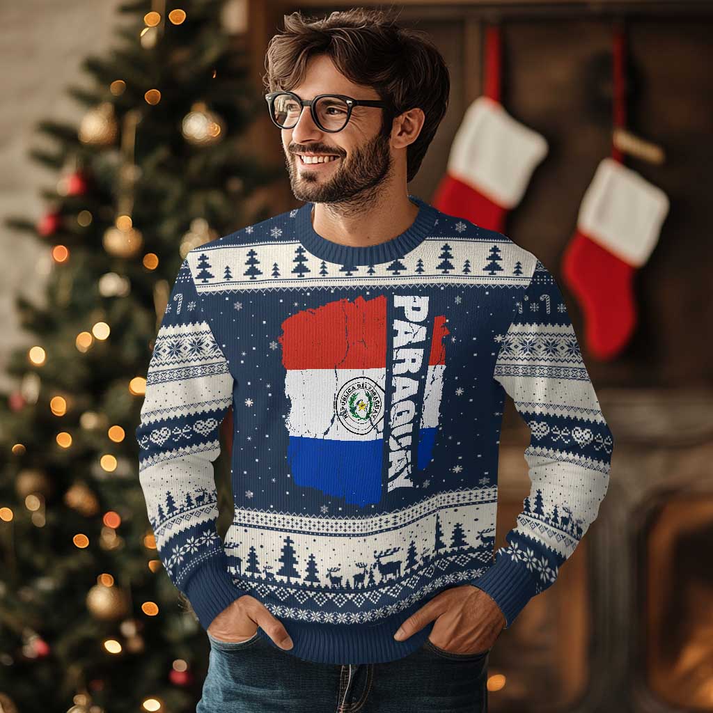 Paraguay Proud Roots Vintage Paraguaya Flag Heritage Pride Ugly Christmas Sweater TS02 Navy Beige Print Your Wear