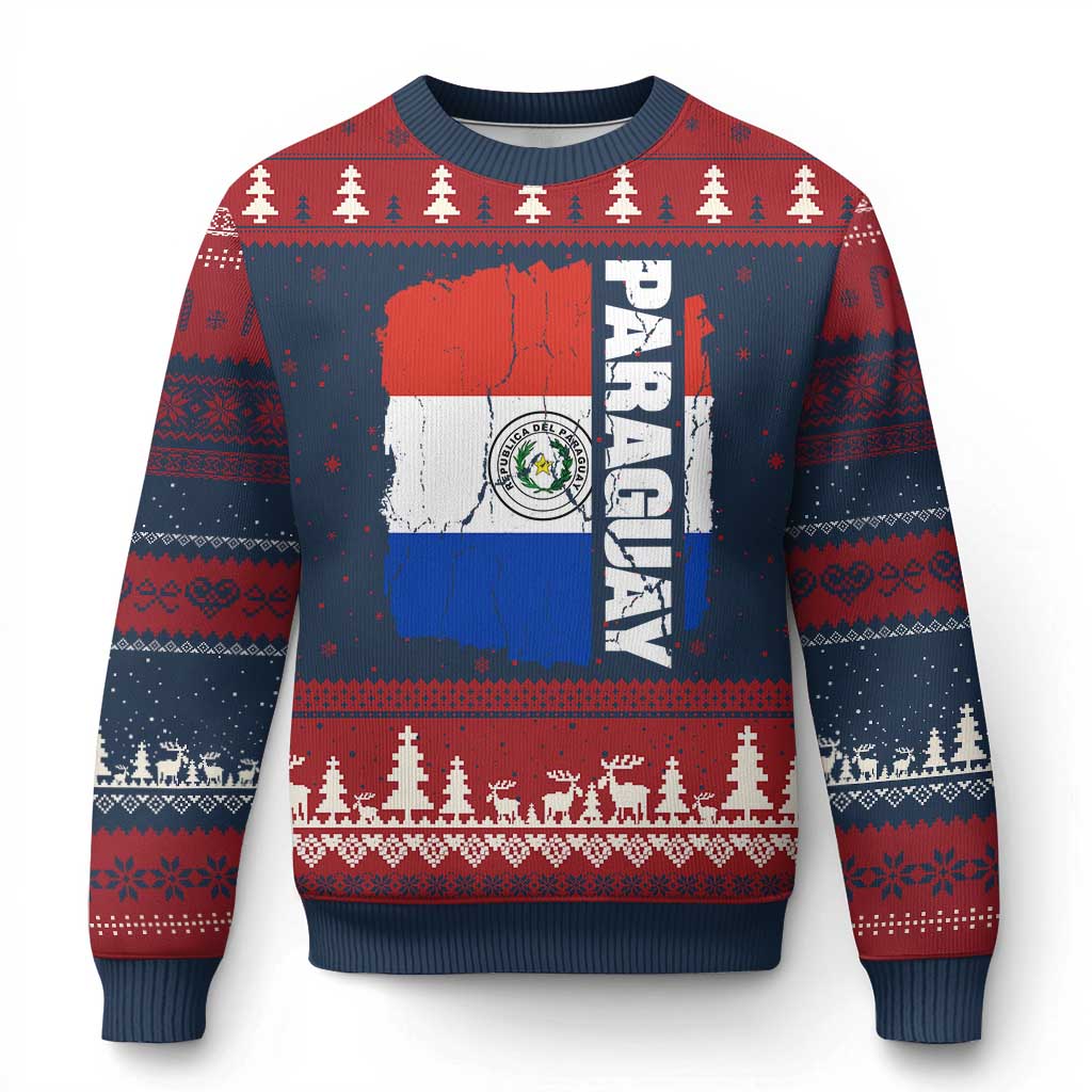 Paraguay Proud Roots Vintage Paraguaya Flag Heritage Pride Ugly Christmas Sweater TS02 Navy Red Print Your Wear