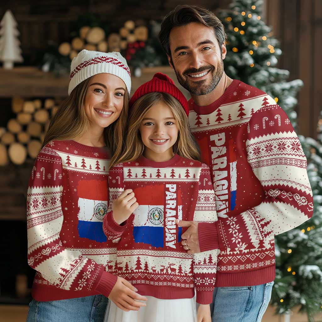 Paraguay Proud Roots Vintage Paraguaya Flag Heritage Pride Ugly Christmas Sweater TS02 Red Beige Print Your Wear