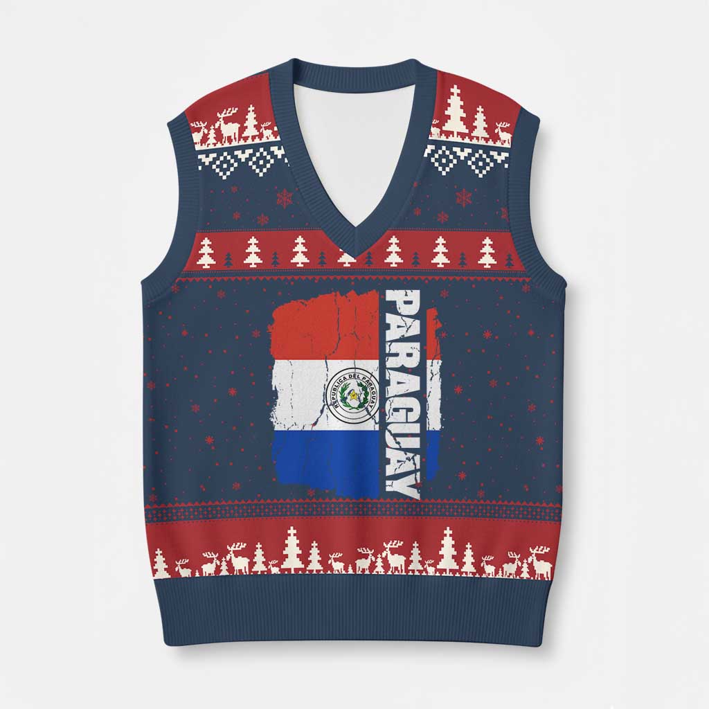 Paraguay Proud Roots Vintage Paraguaya Flag Heritage Pride V-Neck Knit Sweater Vest TS02 Navy Red Print Your Wear